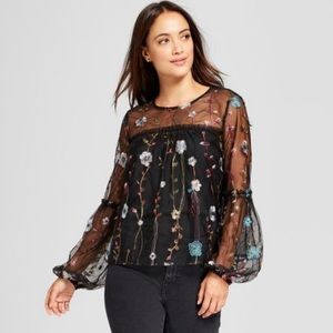 A New Day sheer embroidered top.